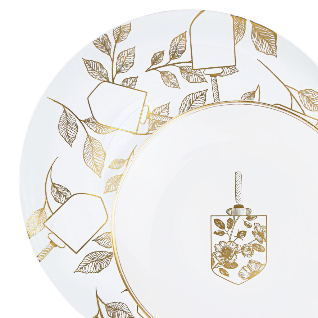 10 In. Hanukah Gold Plastic Disposable Dinner Plates - 10 ct.