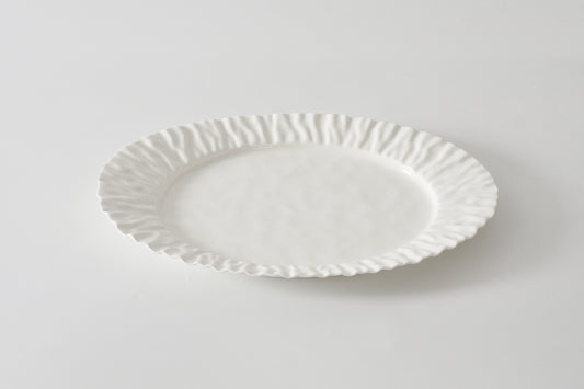 White Crinkle Style Large Oval Platter - Oven Safe