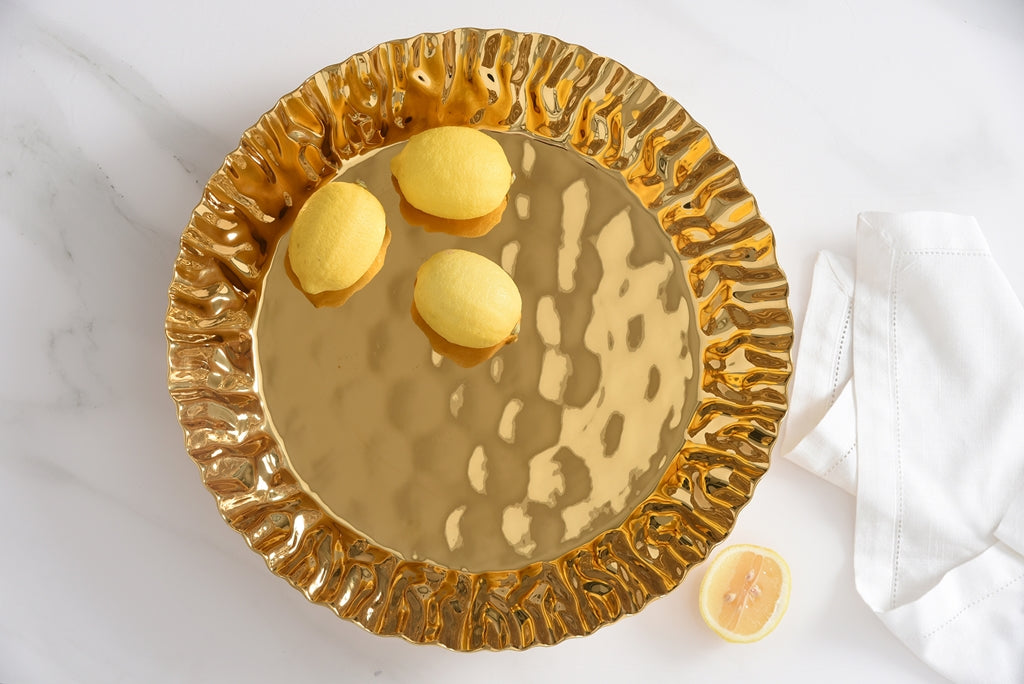 Gold Crinkle Style Round Deep Server - Oven Safe