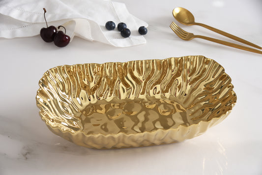 Gold Crinkle Style Medium Deep Server - Oven Safe