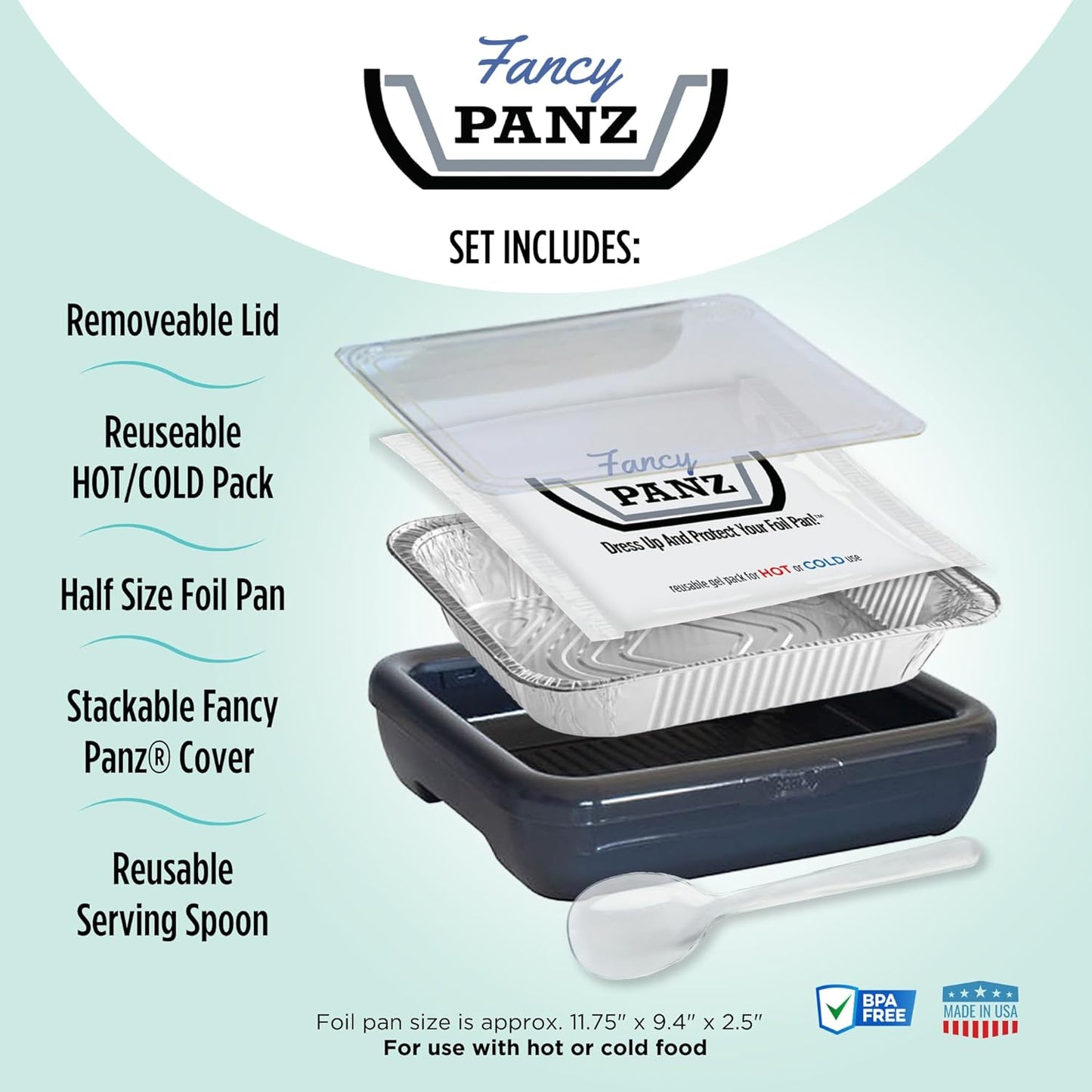 Fancy Panz Aluminum Foil Pan Carrier - Roaster Cover Case for 9x13 Tins