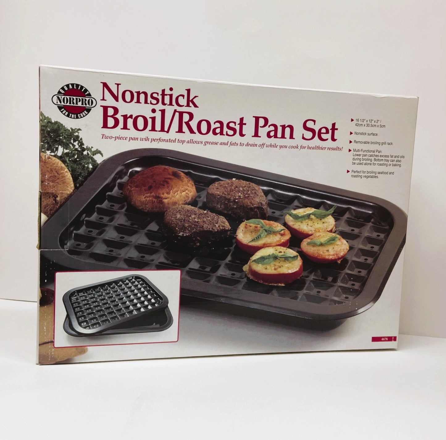 Nonstick Oven Broiler Pan/ Roast Pan Set - 16.5" x 12"- Black