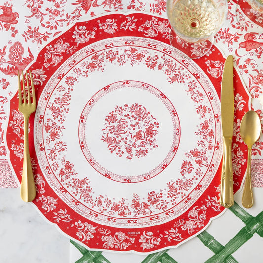 Red Regal Die Cut Disposable Placemats/ Chargers - 12 Pack
