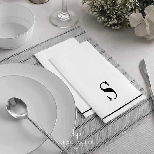Black Letter S initial Dinner/ Guest Napkins 14 Ct