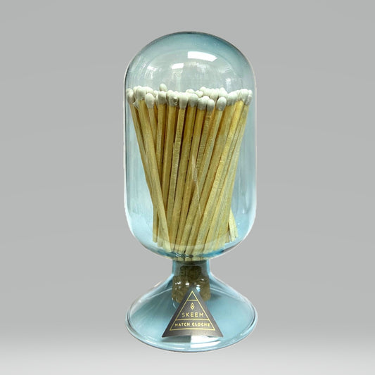 Sky Blue Glass Bulb Matches with White Tips