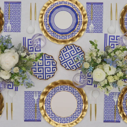 8 In. Greek Key Wavy Paper Plates Salad/ Dessert Size 8 pk.