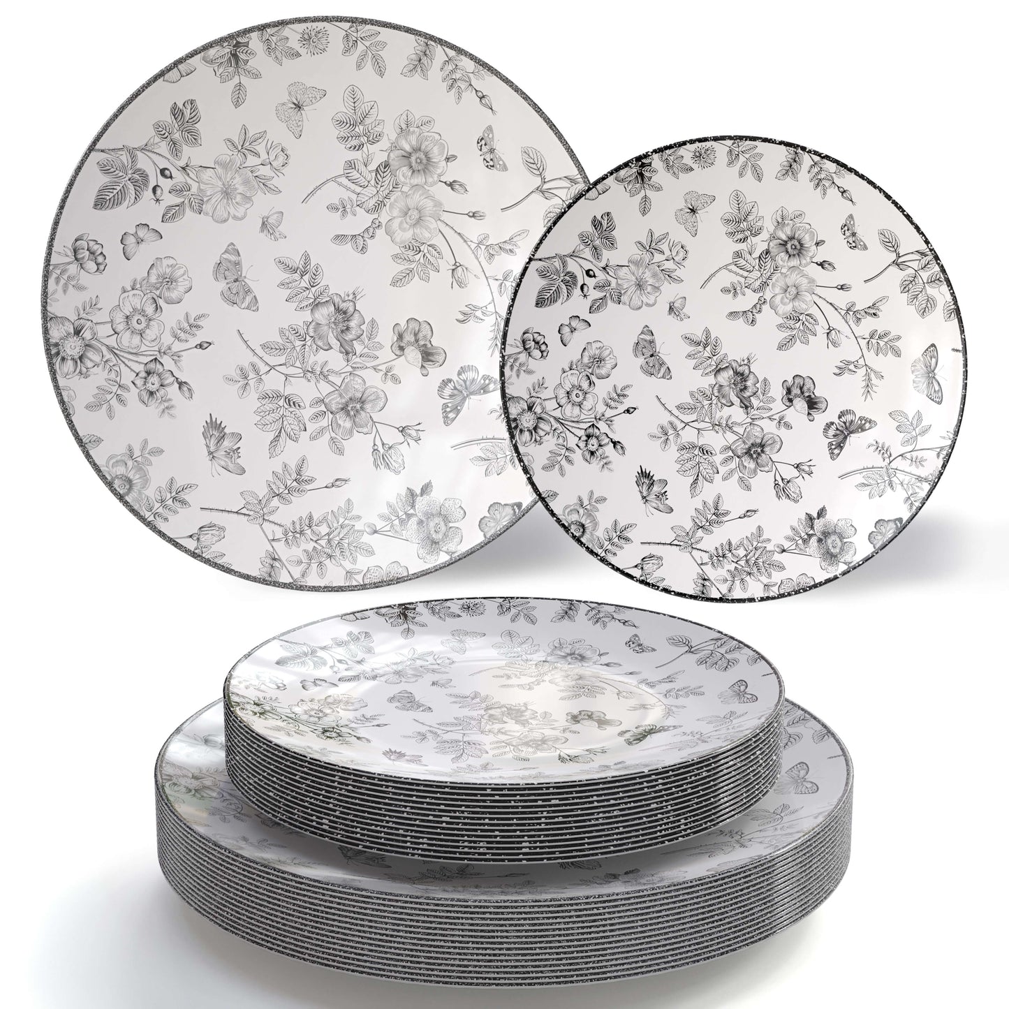 10 In. Trendables Classic Botanical Plastic Dinner Plates - 10 ct