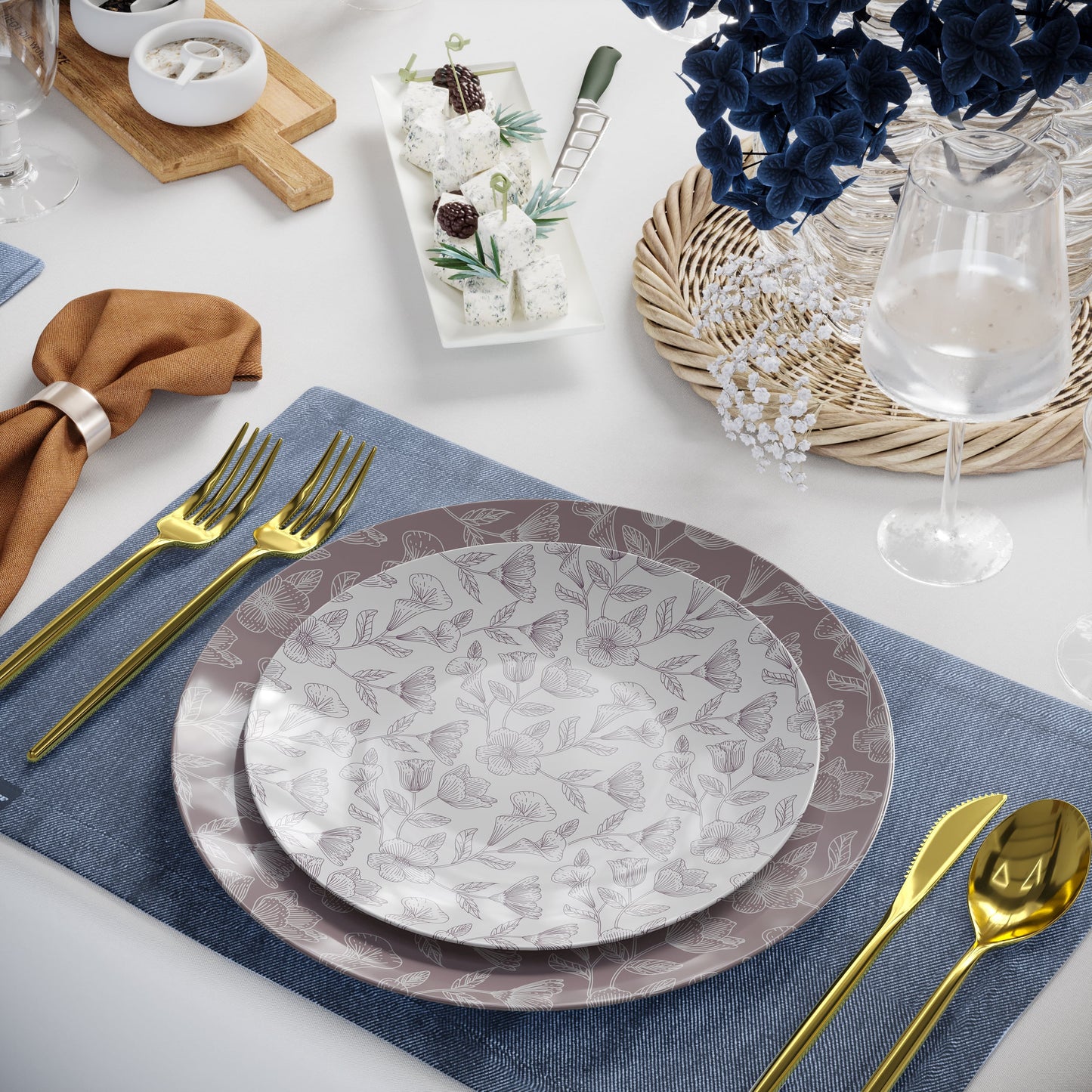 10 In. Trendables Blossom Circle Plastic Dinner Plates - 10 ct.