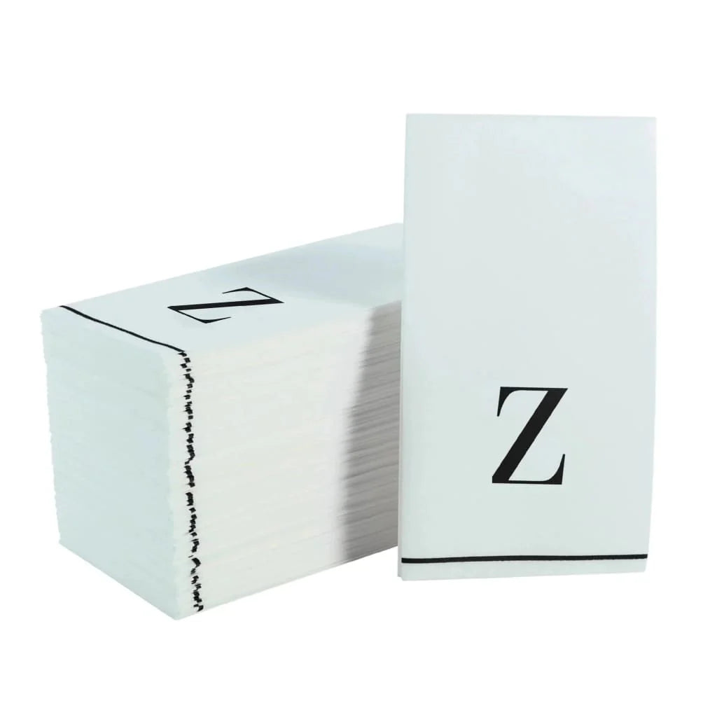 Black Letter Z initial Dinner/ Guest Napkins 14 Ct