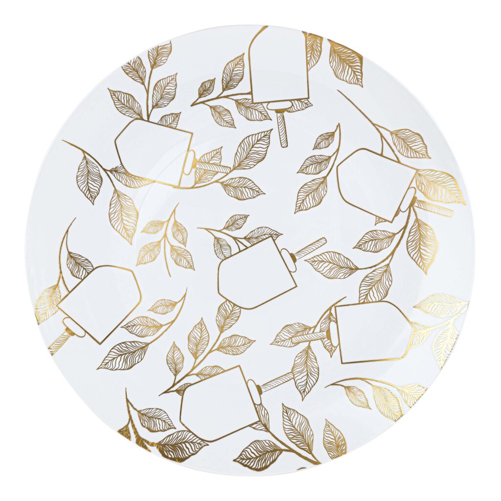 10 In. Hanukah Gold Plastic Disposable Dinner Plates - 10 ct.