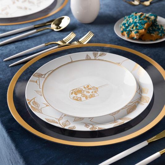 10 In. Hanukah Gold Plastic Disposable Dinner Plates - 10 ct.