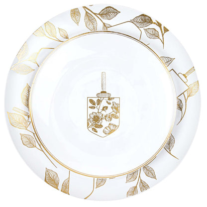 10 In. Hanukah Gold Plastic Disposable Dinner Plates - 10 ct.