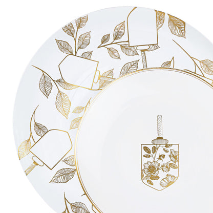 10 In. Hanukah Gold Plastic Disposable Dinner Plates - 10 ct.