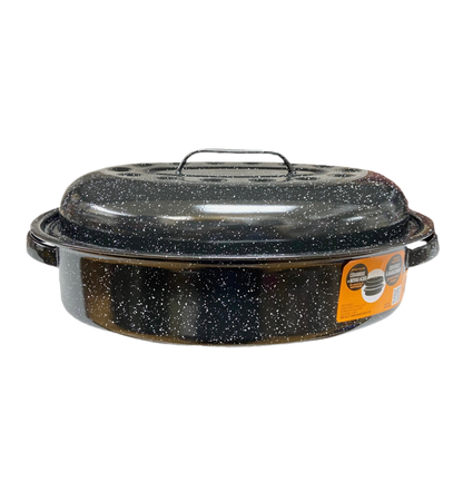 Medium 15" inch Enameled Covered Roaster, 10 lb Capacity
