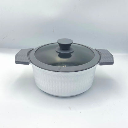 3 Quart Ceramic Non-Stick Diamond Cut Stock Pot with Lid - White