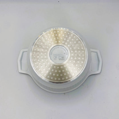 3 Quart Ceramic Non-Stick Diamond Cut Stock Pot with Lid - White