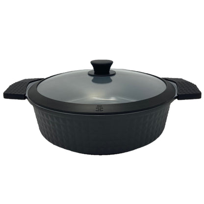 4.5 Quart Ceramic Non-Stick Diamond Cut Low Casserole Pot - Black