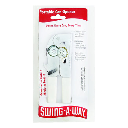 Classic Swing-A-Way Heavy Duty Can Opener -Stainless Steel - White Handles