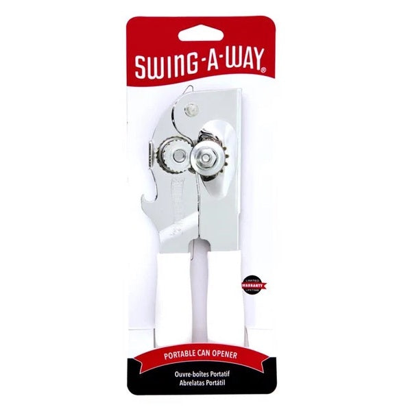 Classic Swing-A-Way Heavy Duty Can Opener -Stainless Steel - White Handles
