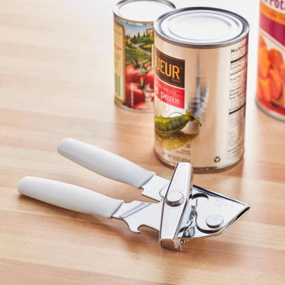 Classic Swing-A-Way Heavy Duty Can Opener -Stainless Steel - White Handles