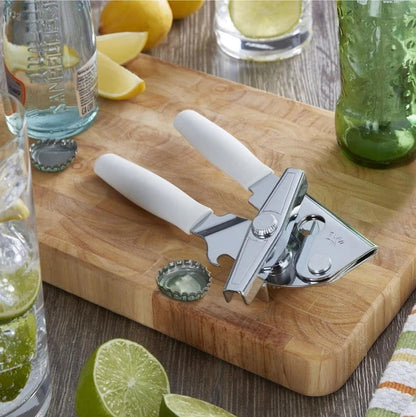 Classic Swing-A-Way Heavy Duty Can Opener -Stainless Steel - White Handles