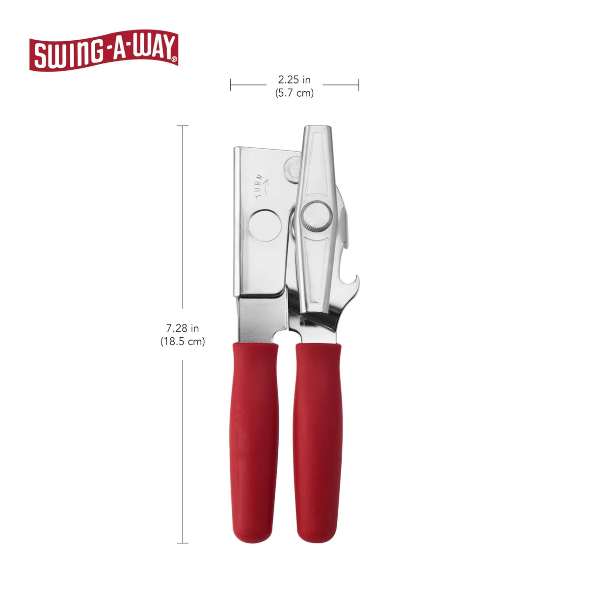 Classic Swing-A-Way Heavy Duty Can Opener -Stainless Steel - Red Handles