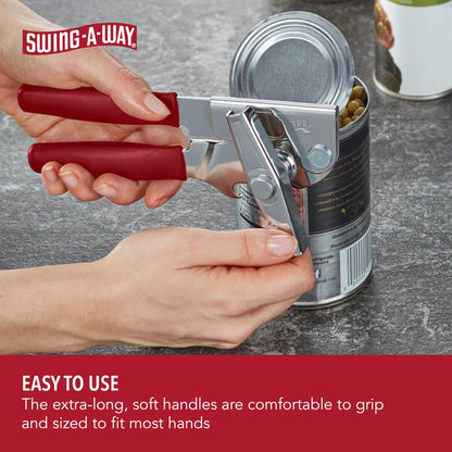 Classic Swing-A-Way Heavy Duty Can Opener -Stainless Steel - Red Handles