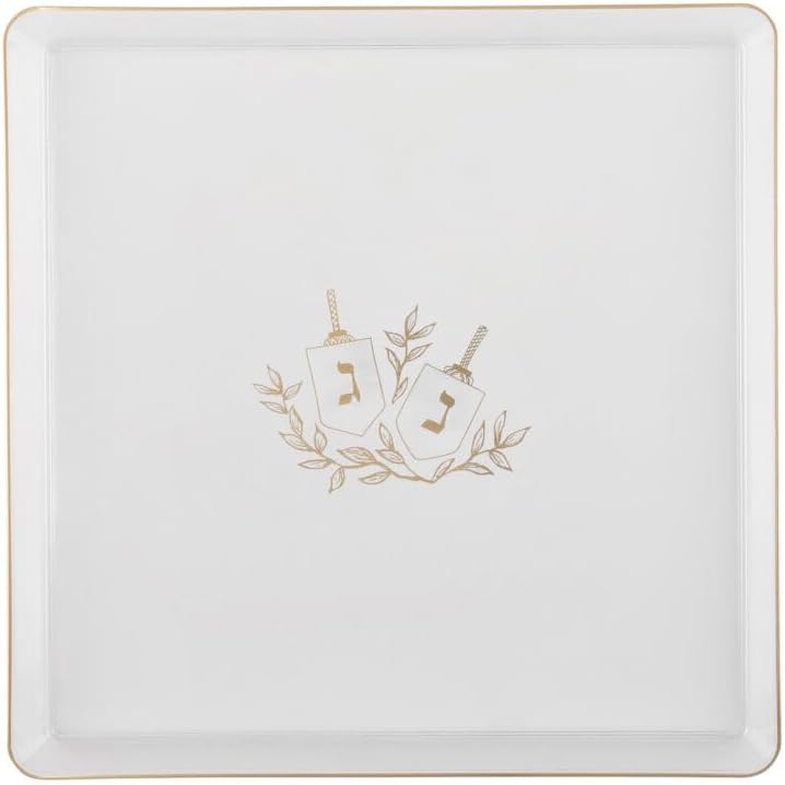11 In. Hanukkah Square Edge Clear/Gold Disposable Salad Plates - 8 ct.