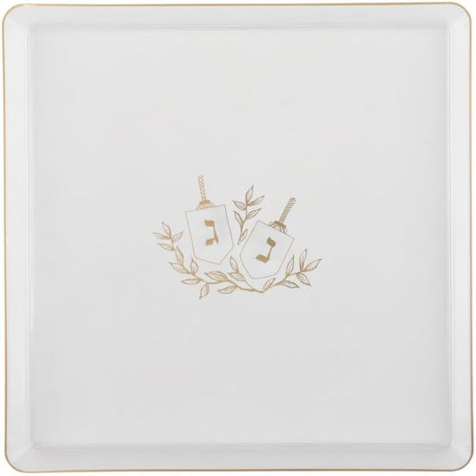11 In. Hanukkah Square Edge Clear/Gold Disposable Salad Plates - 8 ct.