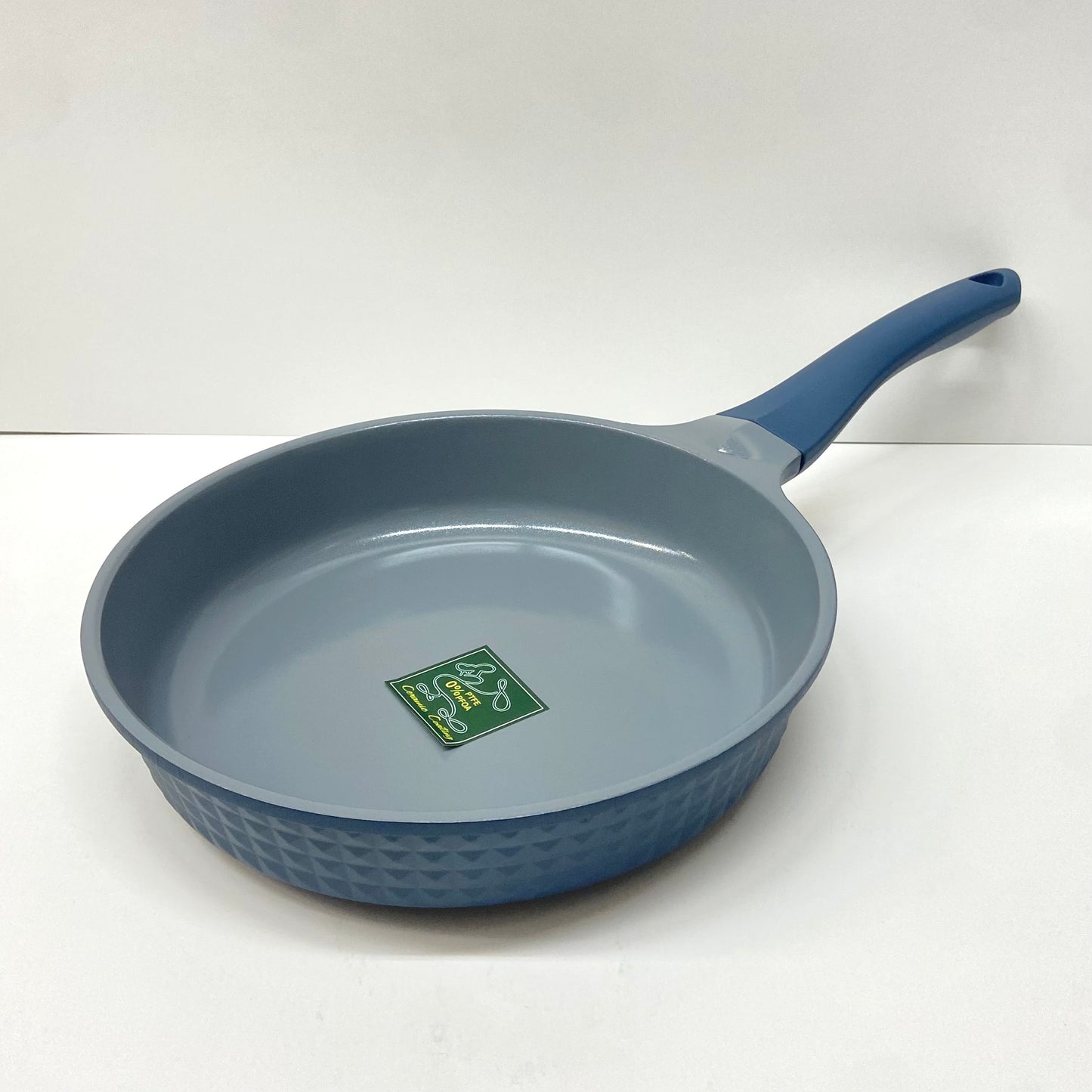 10" Inch Ceramic Non-Stick Fry Pan Diamond Cut - Blue