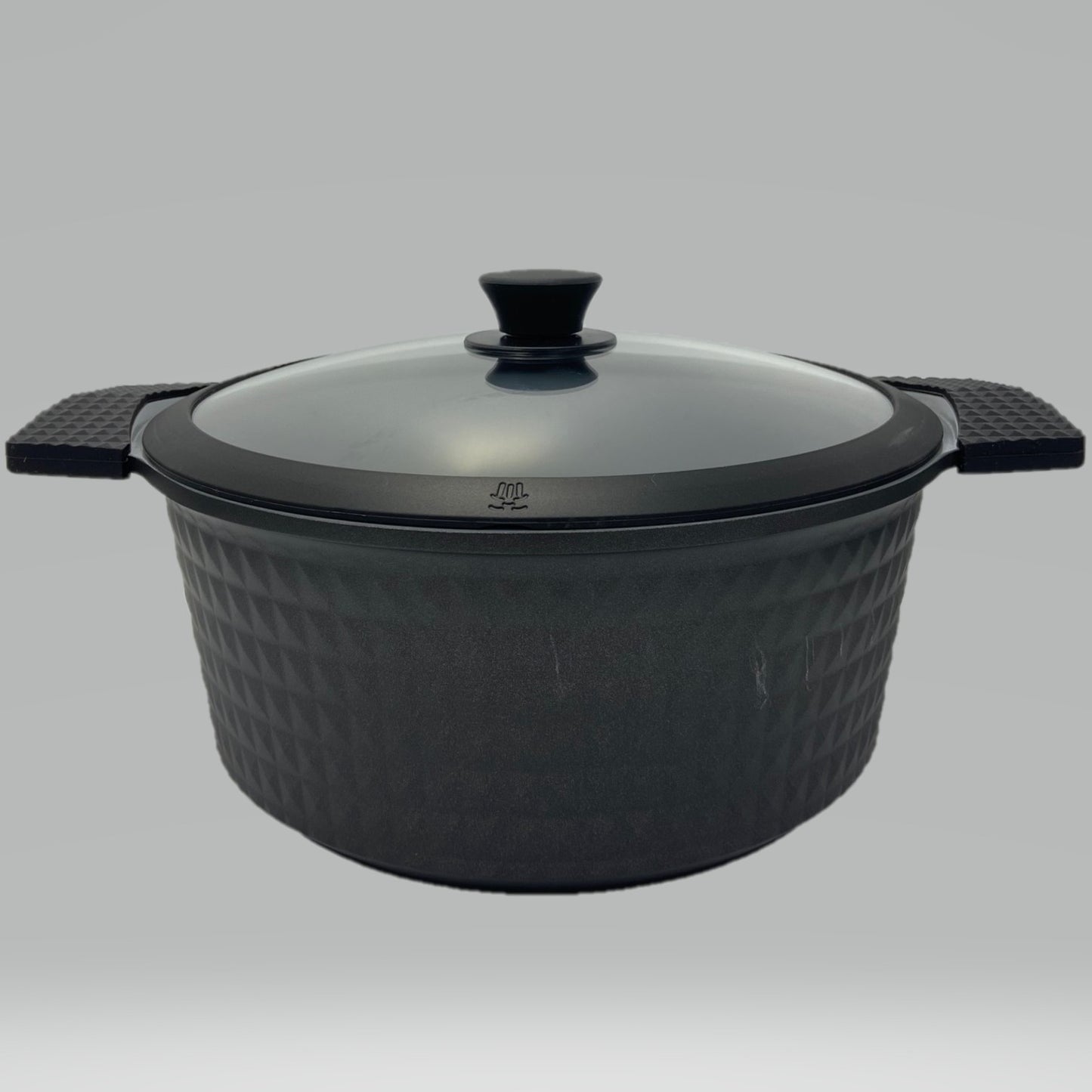 7 Quart Ceramic Non-Stick Diamond Cut Stock Pot - Black