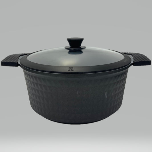 7 Quart Ceramic Non-Stick Diamond Cut Stock Pot - Black