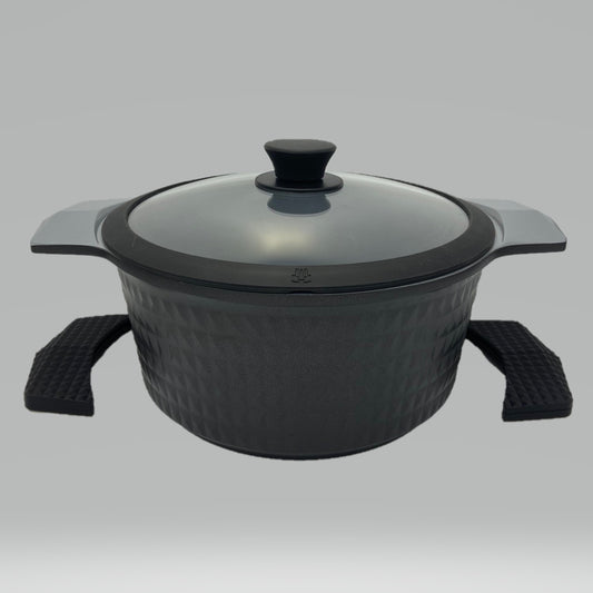 5 Quart Ceramic Non-Stick Diamond Cut Stock Pot - Black
