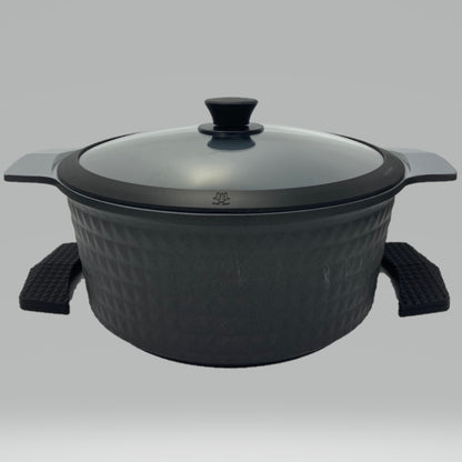 7 Quart Ceramic Non-Stick Diamond Cut Stock Pot - Black