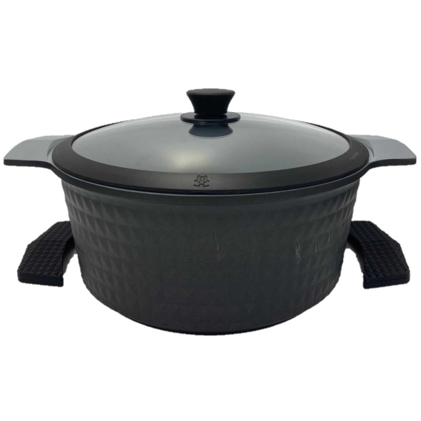 7 Quart Ceramic Non-Stick Diamond Cut Stock Pot - Black