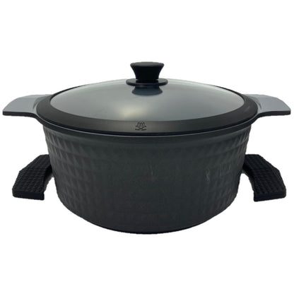 7 Quart Ceramic Non-Stick Diamond Cut Stock Pot - Black
