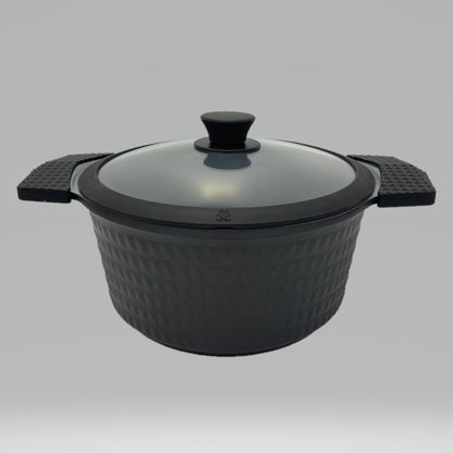 5 Quart Ceramic Non-Stick Diamond Cut Stock Pot - Black