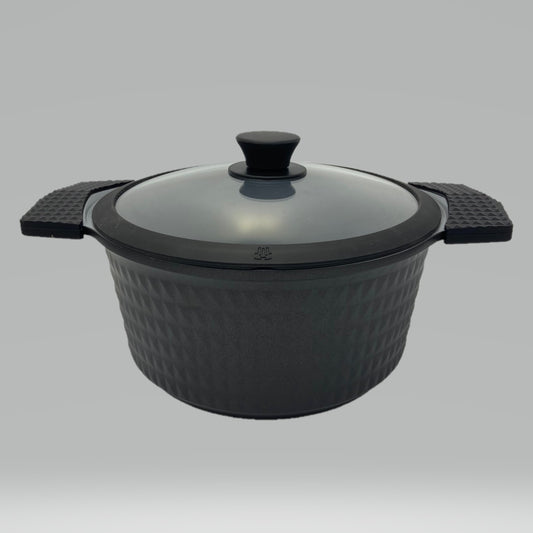 5 Quart Ceramic Non-Stick Diamond Cut Stock Pot - Black