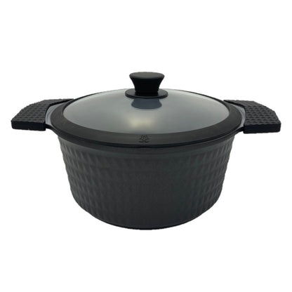 5 Quart Ceramic Non-Stick Diamond Cut Stock Pot - Black