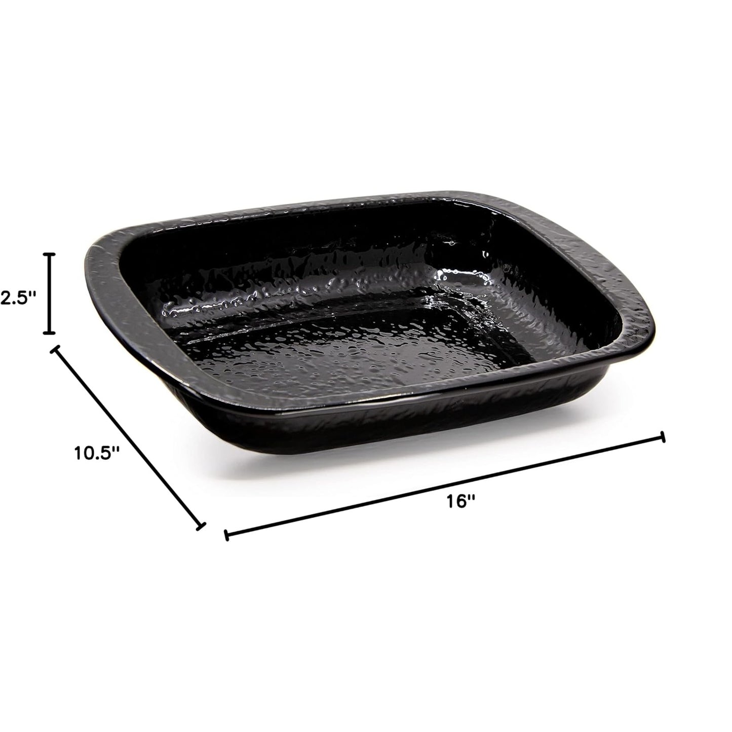 Enamelware Rectangular Baking Pan/ Roasting Dish 12" x 9"- Solid Black