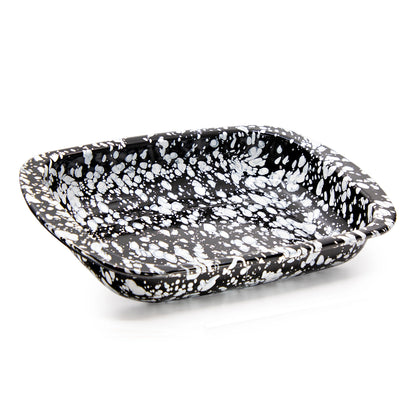 Enamelware Rectangular Baking Pan/ Roasting Dish 12" x 9"- Black Swirl