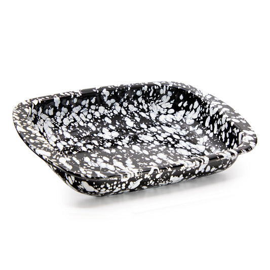 Enamelware Rectangular Baking Pan/ Roasting Dish 12" x 9"- Black Swirl