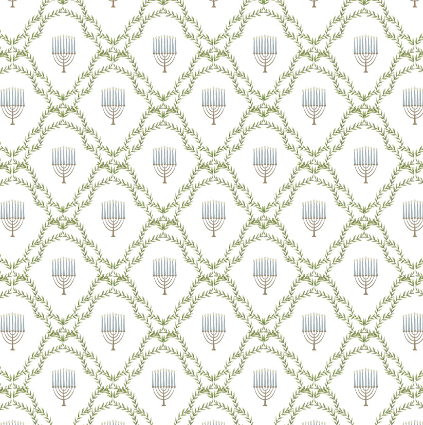 Menorah Lattice Square Disposable Chargers - 24 Pack