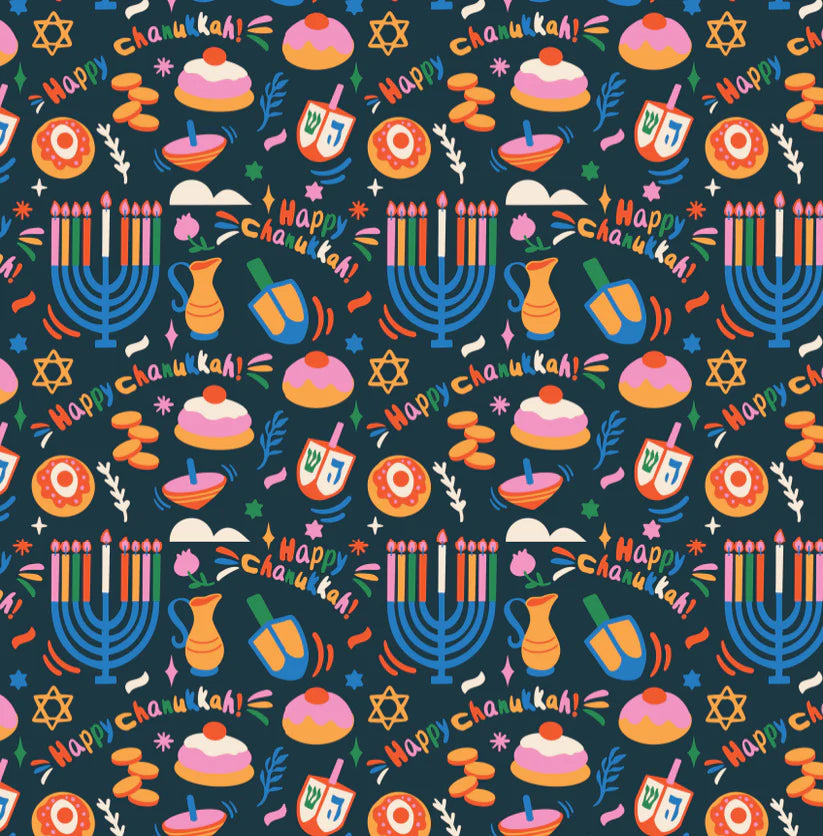 Rainbow Hanukah Square Disposable Chargers - 24 Pack