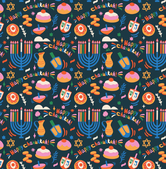 Rainbow Hanukah Square Disposable Chargers - 24 Pack