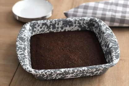 Enamelware 9" Square Brownie Baking Pan - Grey Swirl