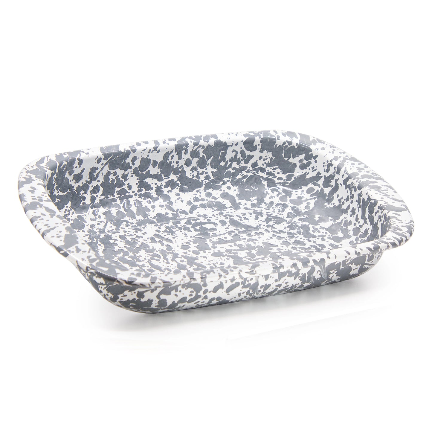Enamelware Rectangular Baking Pan/ Roasting Dish 12" x 9"- Grey Swirl