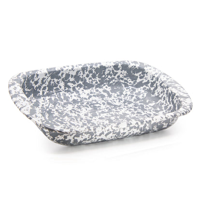Enamelware Rectangular Baking Pan/ Roasting Dish 12" x 9"- Grey Swirl