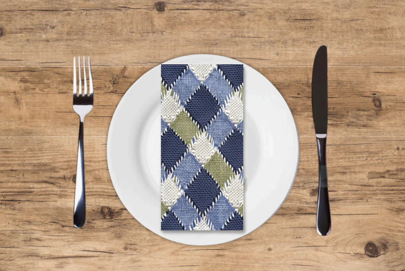 Green and Blue Plaid Cocktail Napkins 20 Ct