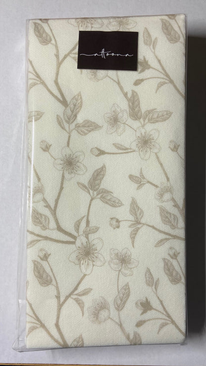Taupe Cherry Blossom Floral Dinner/ Guest Napkins 16 Ct